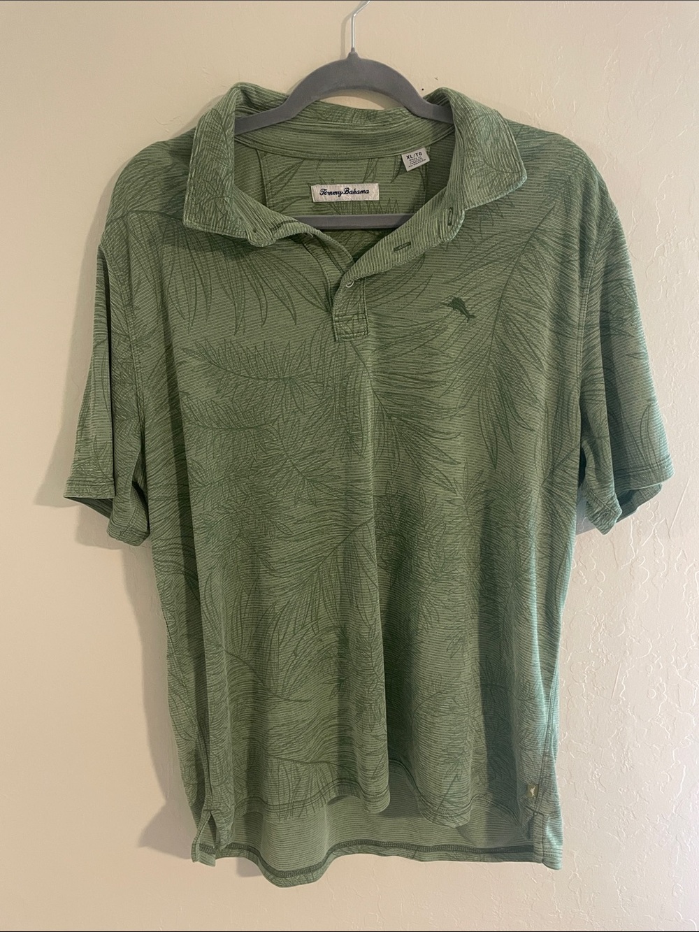 Men’s Tommy Bahama Olive Green Palm-Leaf Polo